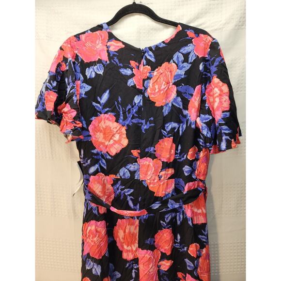 Suite 7 Dress 14w Womens Pink Ruched Wrap Cap Sleeve Cap Sleeve Formal Ruffle - Picture 9 of 13